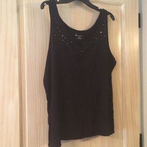 Black tank with beading, sz 14/16